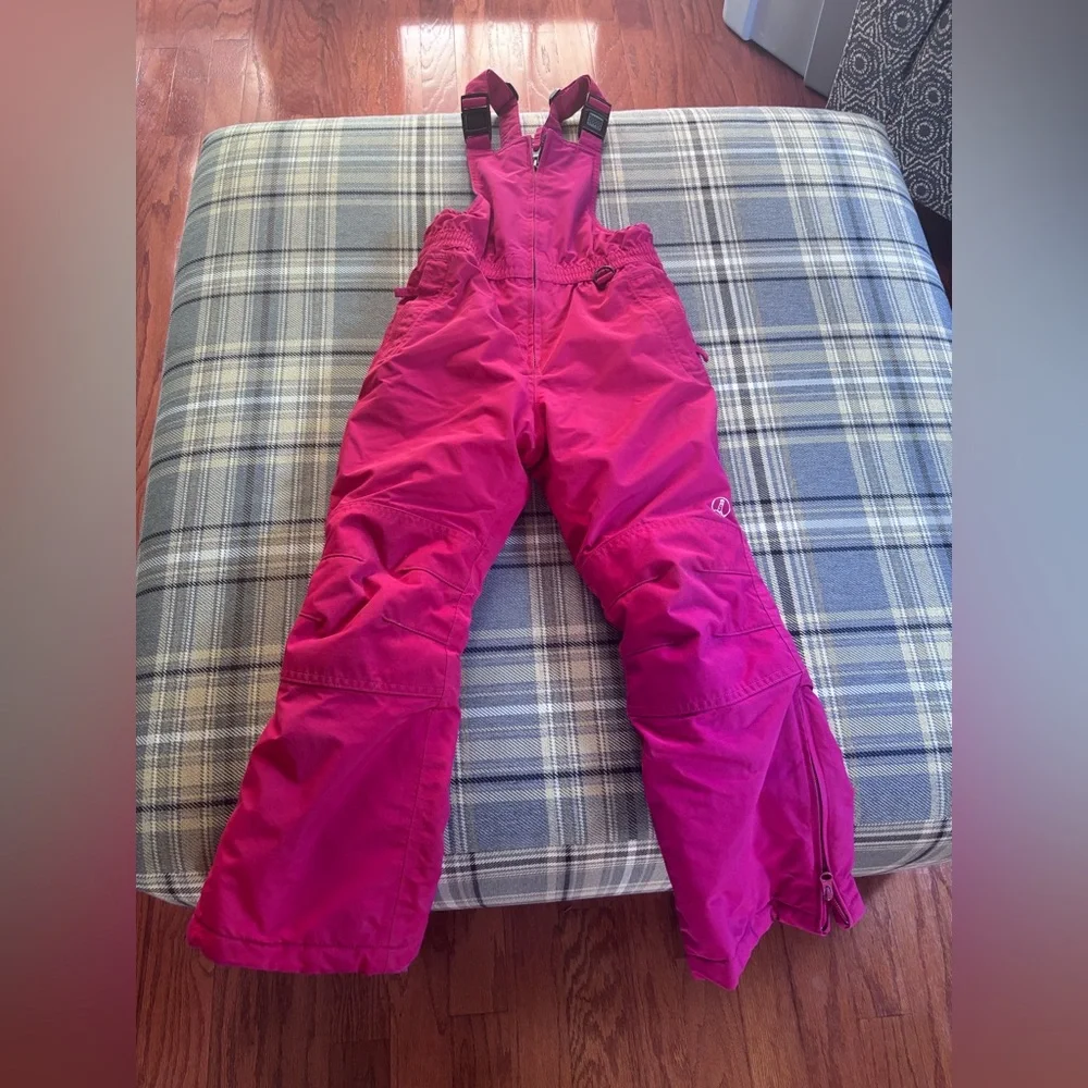 Lands end girls berry Pink ski snow bib pants - Picture 1 of 8